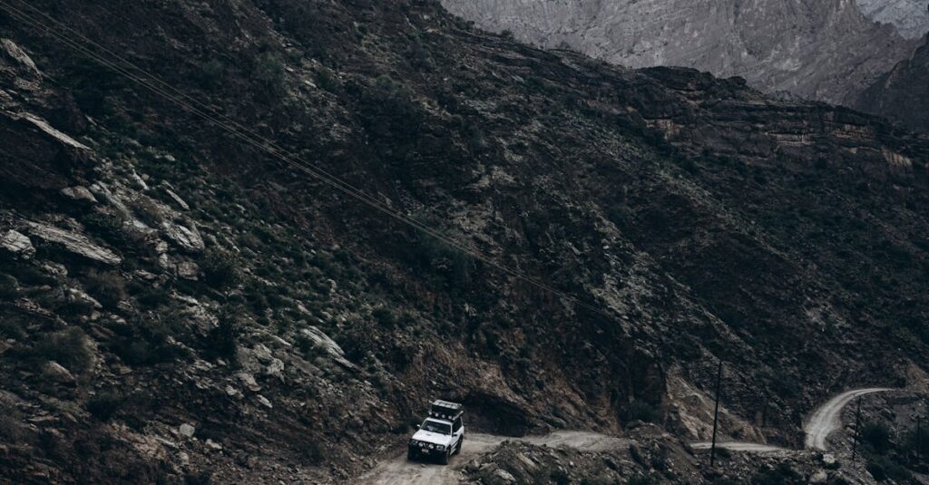 Explore the rugged mountain terrain of Oman with an off-road journey through Snake Canyon.