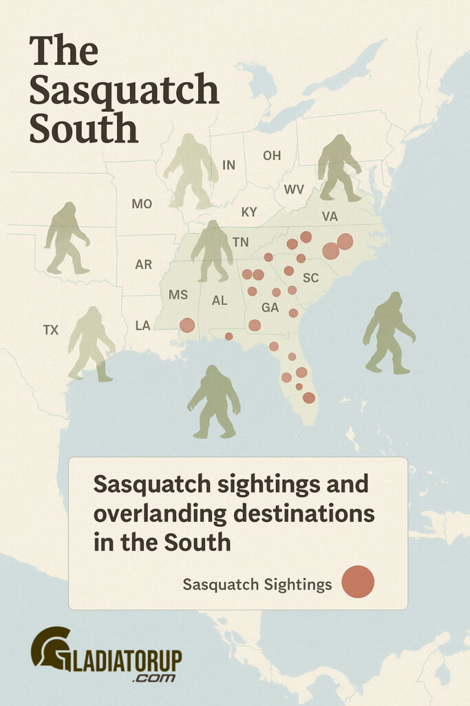 map of southeast showing bigfoot sighting locations