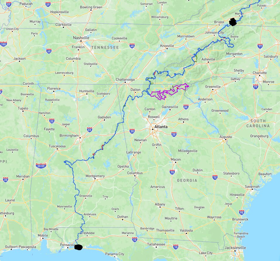 Southern portion of the BDR map