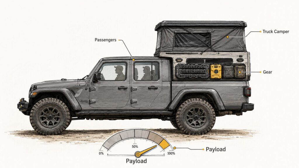 illustration about Jeep Gladiator payload